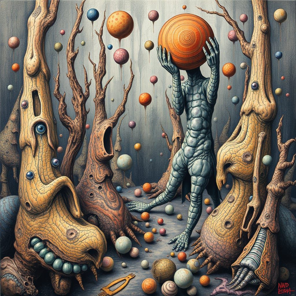 Abstract Surrealism Impasto Artwork in Pastel Colors