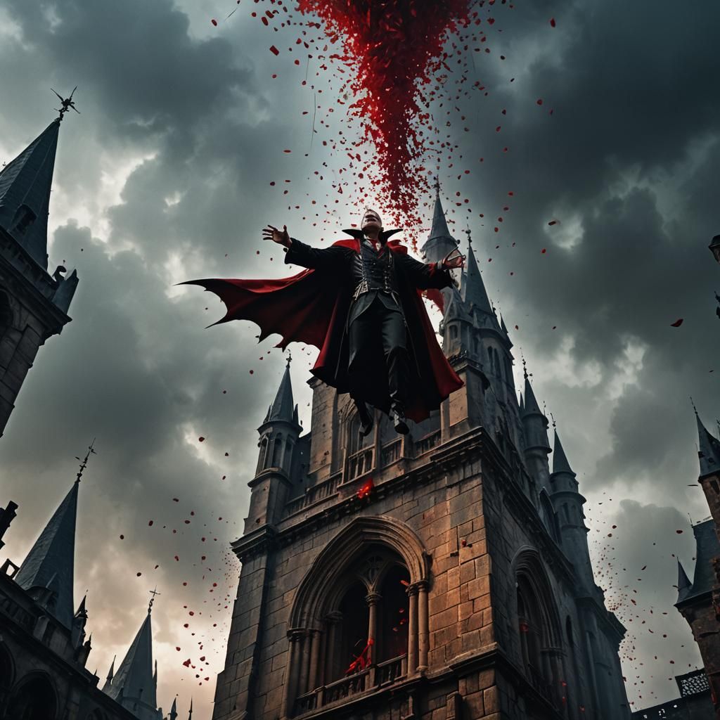 Vampire Confetti at Dusk: Gothic Fantasy Art