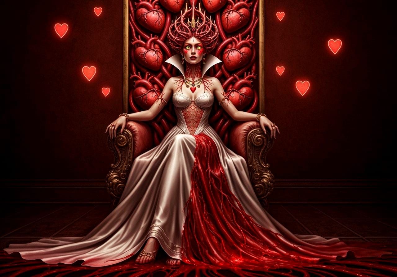 Gothic Surrealist Queen of Hearts Throne