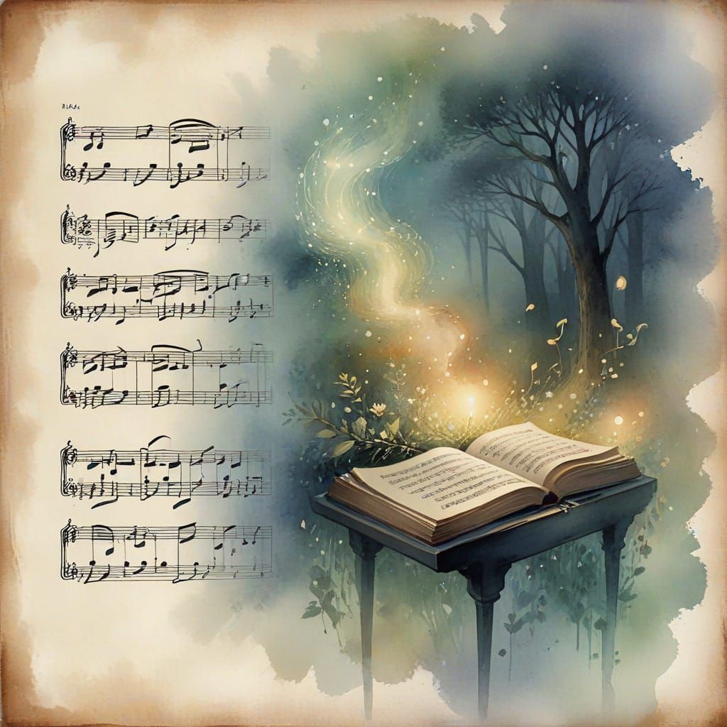 Dreamlike Mist on Illuminated Musical Sheet