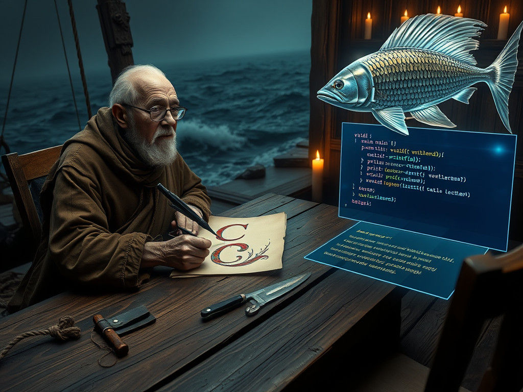 Monk Writes 'C' with Swordfish and Code