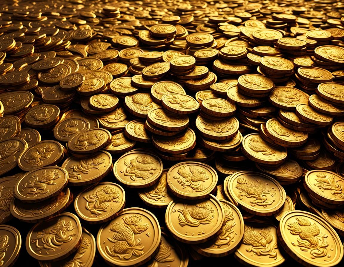 Detailed Matte Painting of Gold Coins
