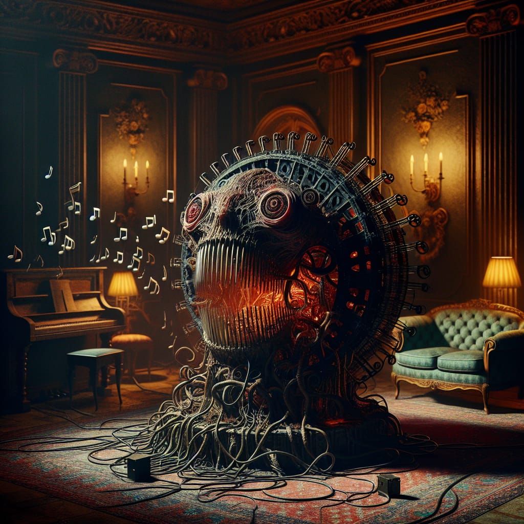 Nightmarish Music Machine: A Macabre Digital Artwork