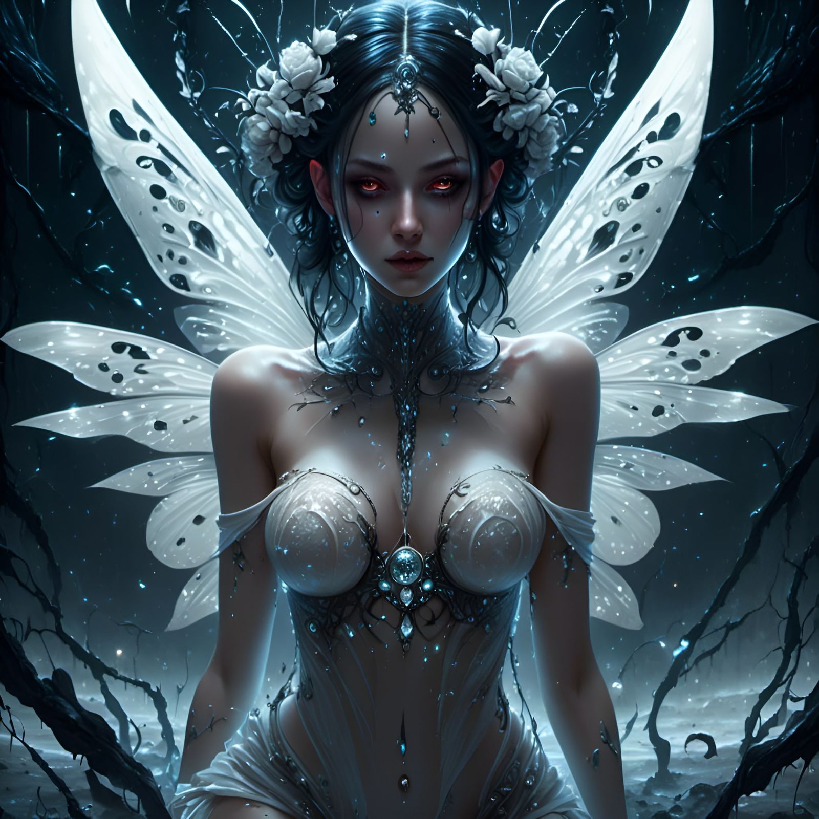 Fleshcore Fairy Emerges in Dark Fantasy Art