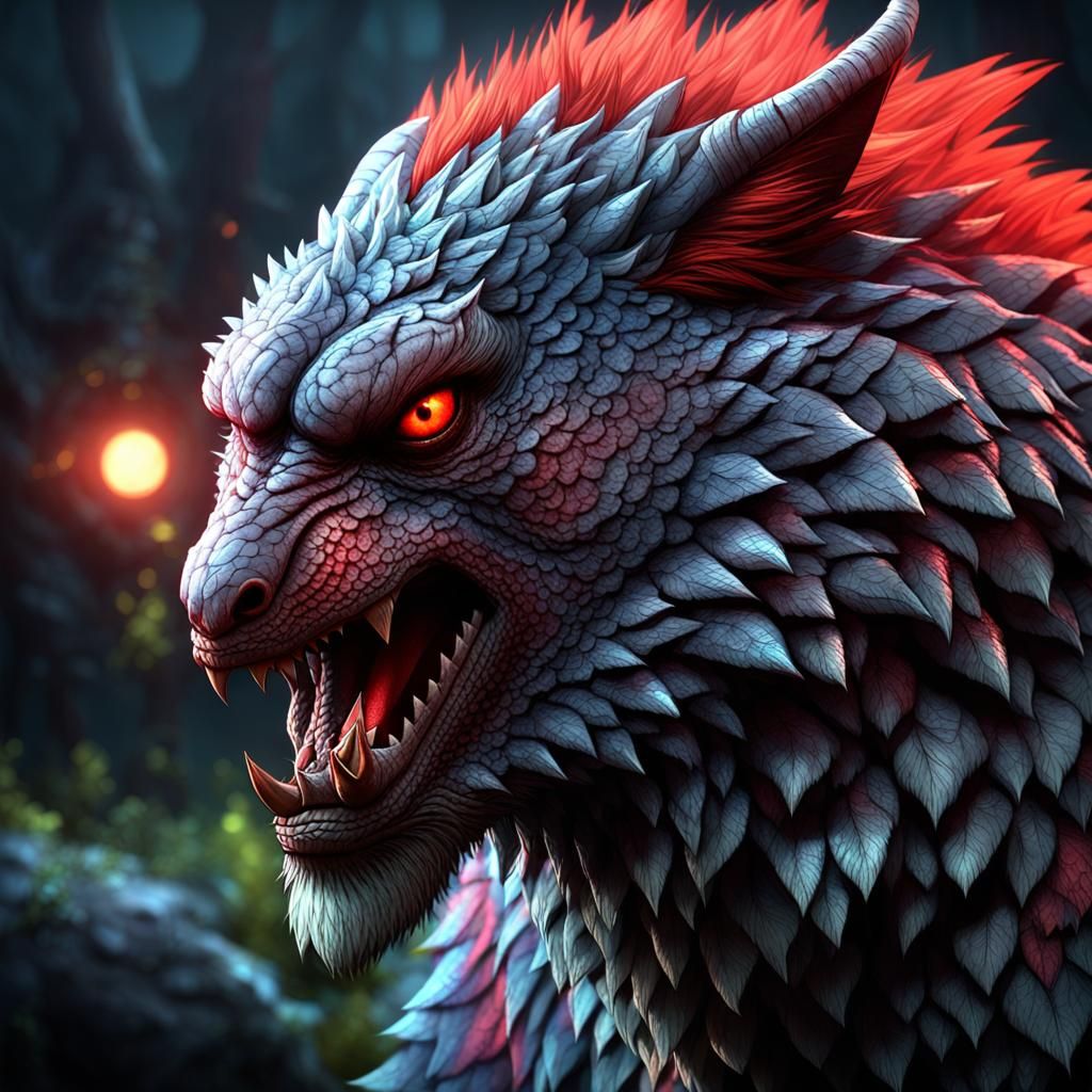 Fearsome Red-Eyed Beast in Detailed 3D Game Art