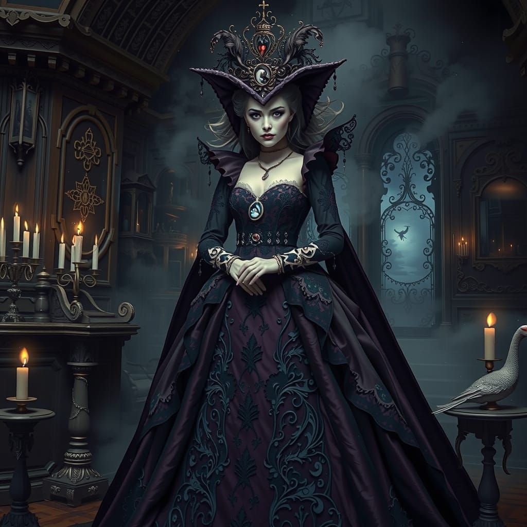 Mystical Victorian Witch Queen in Twilight Realm