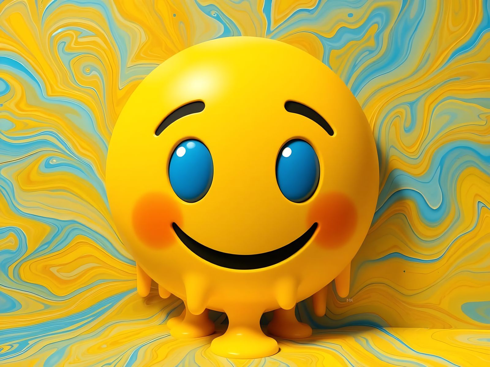 Surreal Emote Melts in Vibrant Flowing Paint Style