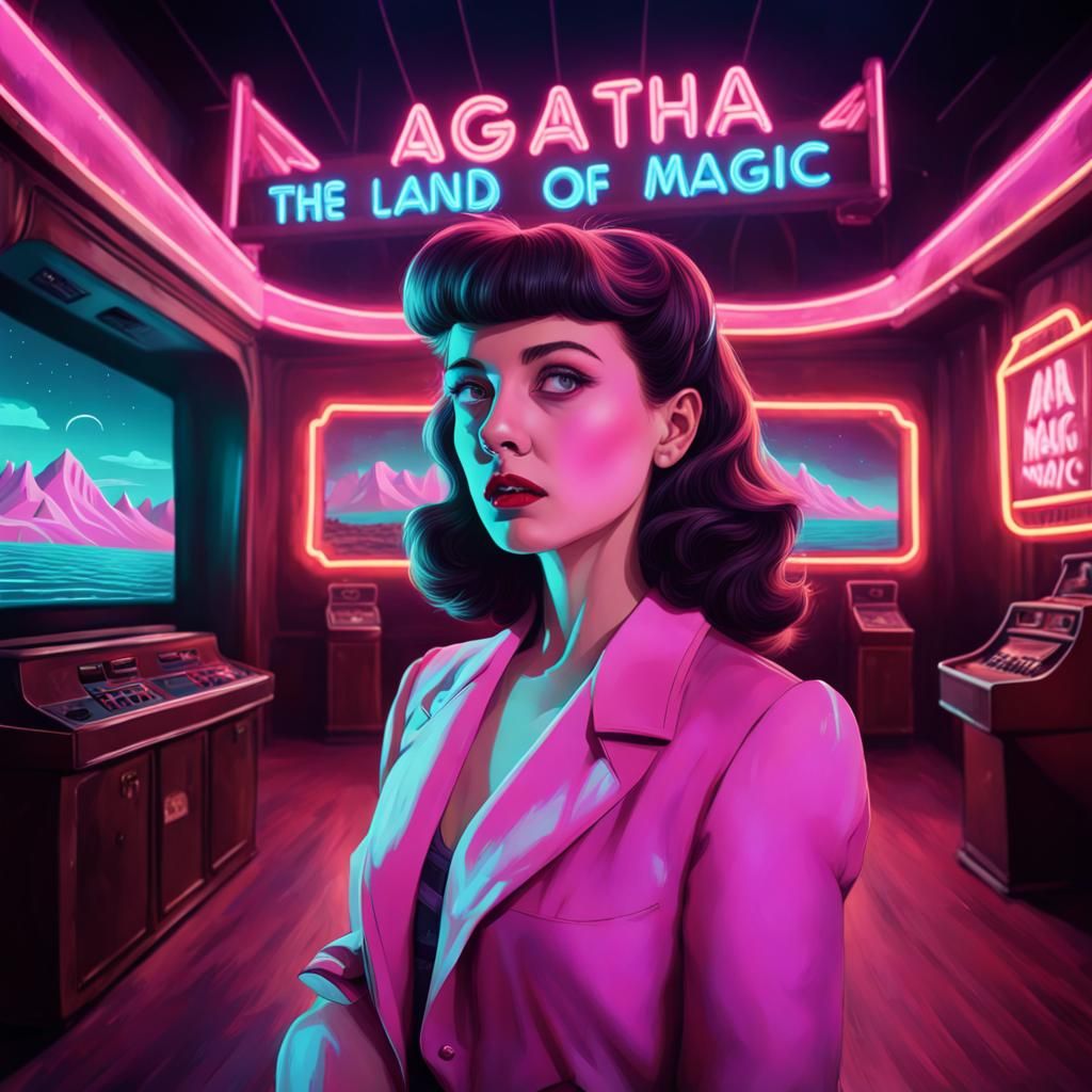 Agatha's Movie Theater in a Synthwave Style