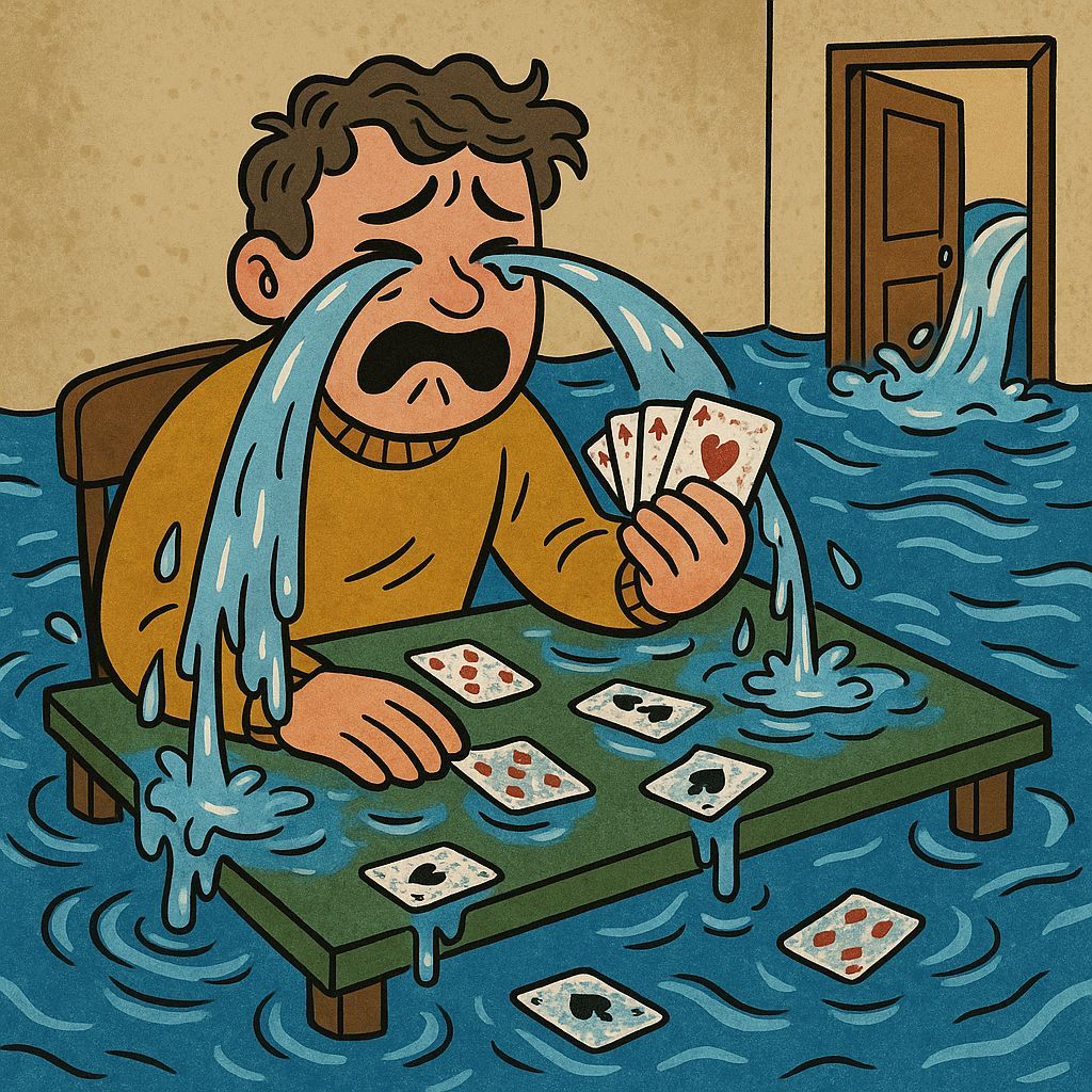 Man Drowning in Tears Over Lost Gambling Fortune