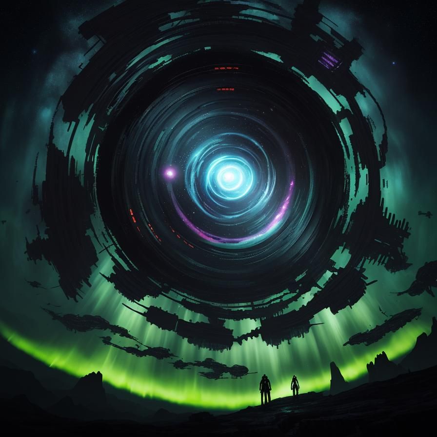 Black Hole Unleashing Destruction: Detailed Matte Painting