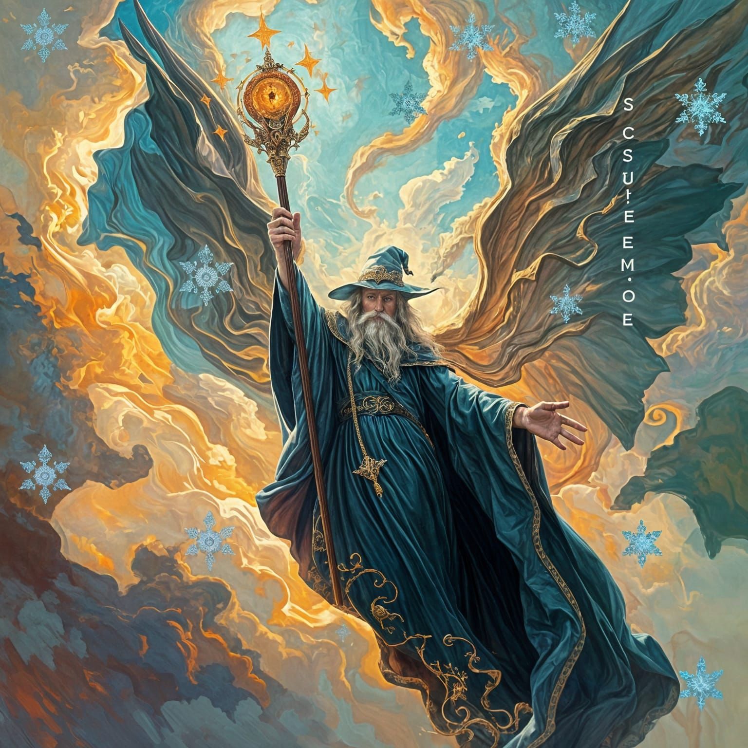 Merlin the Wizard in Impressionistic Abstract Style