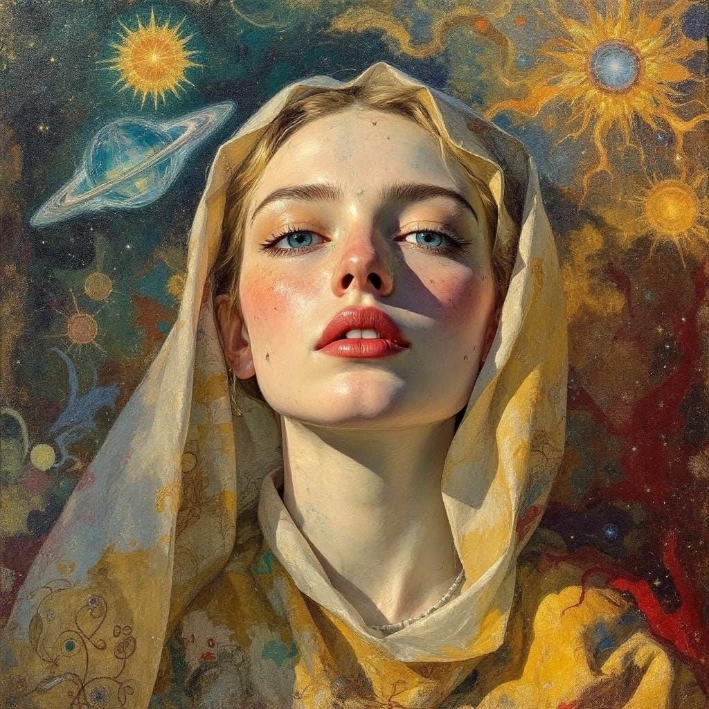 Woman with Starry Eyes in Warm Light
