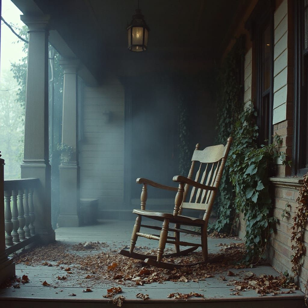 Haunted Victorian Mansion: Rocking Chair in Cinematic Style