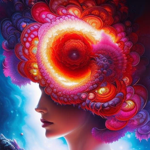 Crystallized Fiery Rose Fractal Painting