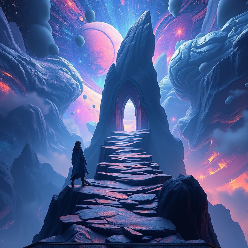 Stepping into Infinity in Vibrant Fantasy Landscapes