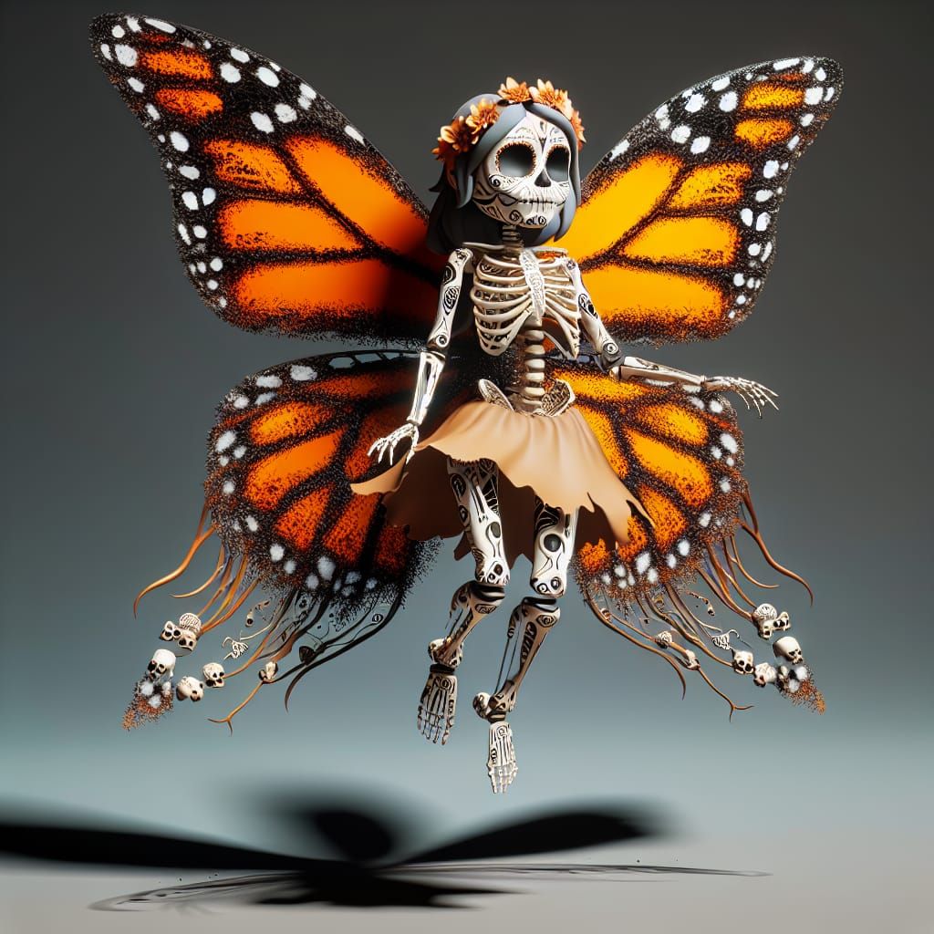 Chibi Sugar Skull Fairy with Butterfly Wings