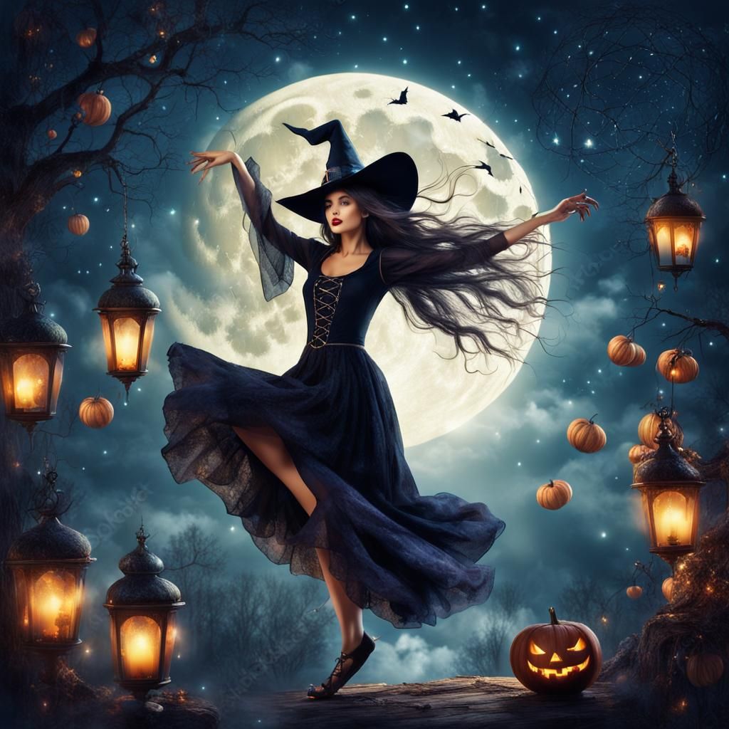 Enchanting Witch Dance Under the Moon