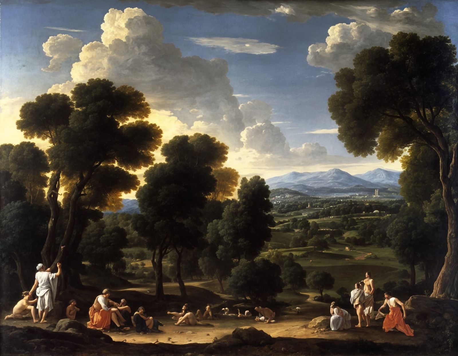 Classical Landscape Painting in the Style of Poussin