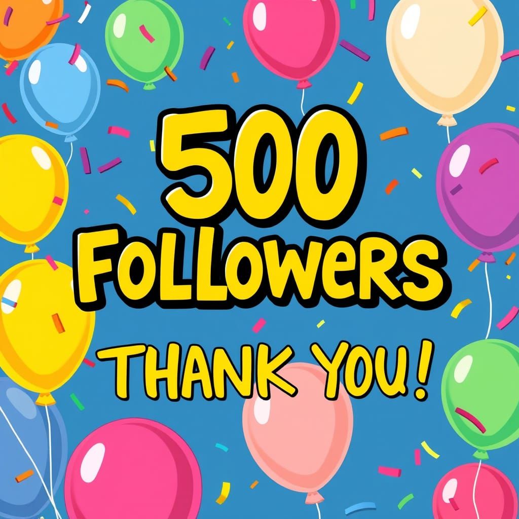 Colorful Celebration for 500 Followers in Pop Art Style