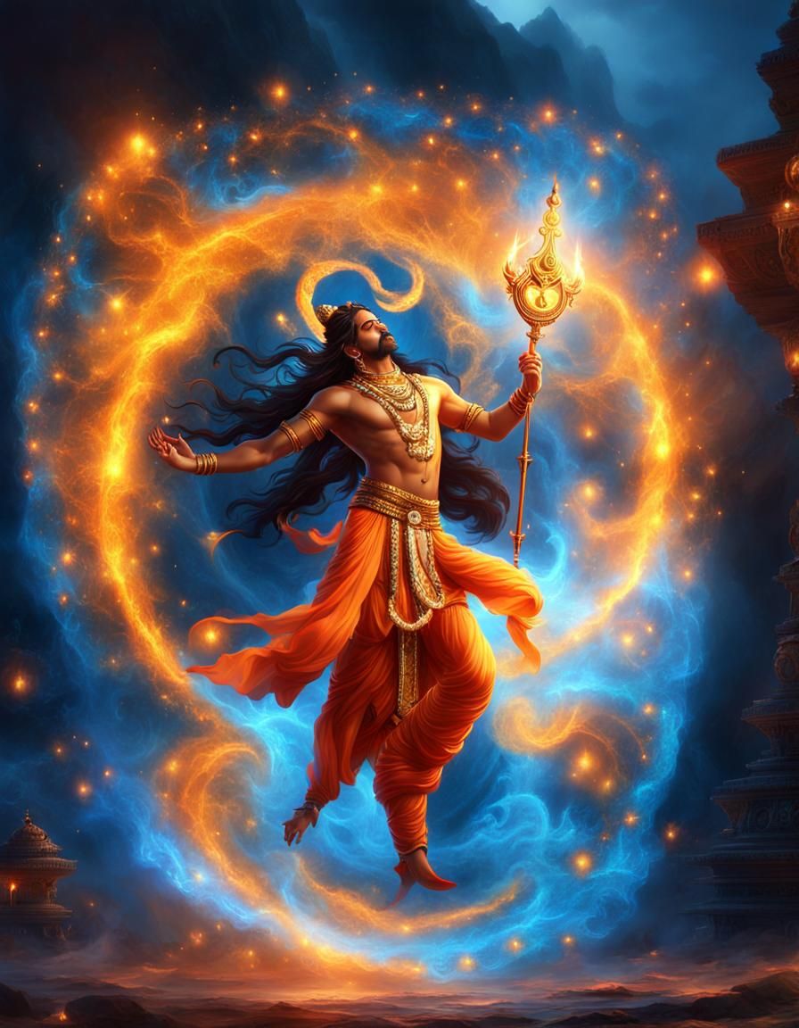 Shiva Dancing in Mystical Aura: Hyperrealistic Concept Art