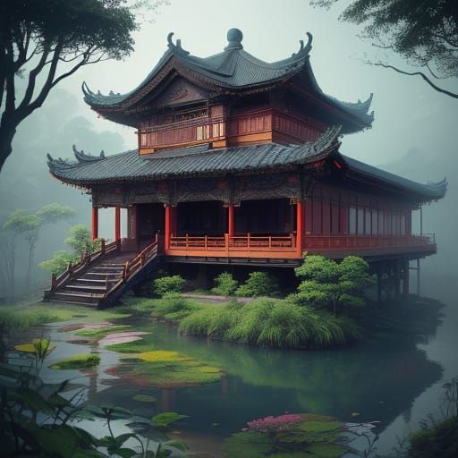 Elegant Chinese Villa in a Serene Landscape