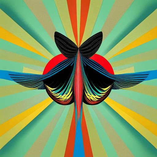 Upside-Down Flying Fish with Mustache as Pop Art