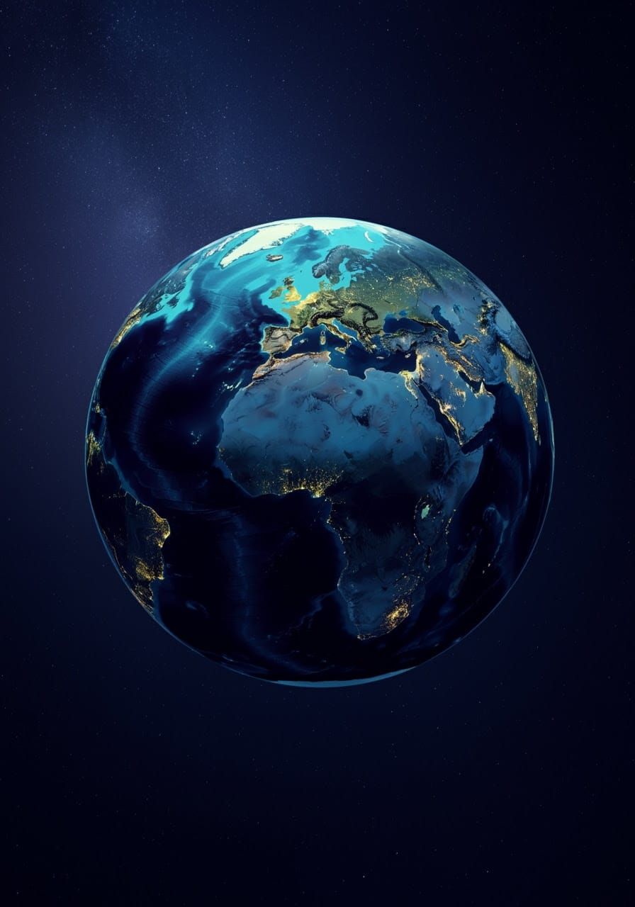 A vibrant view of Earth from space, showcasing continents il...