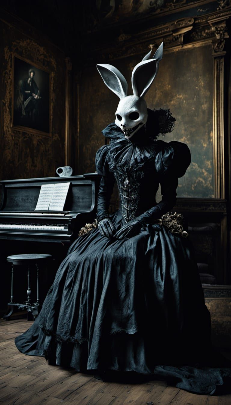 Surreal Agony of Creation in Decaying Victorian Room