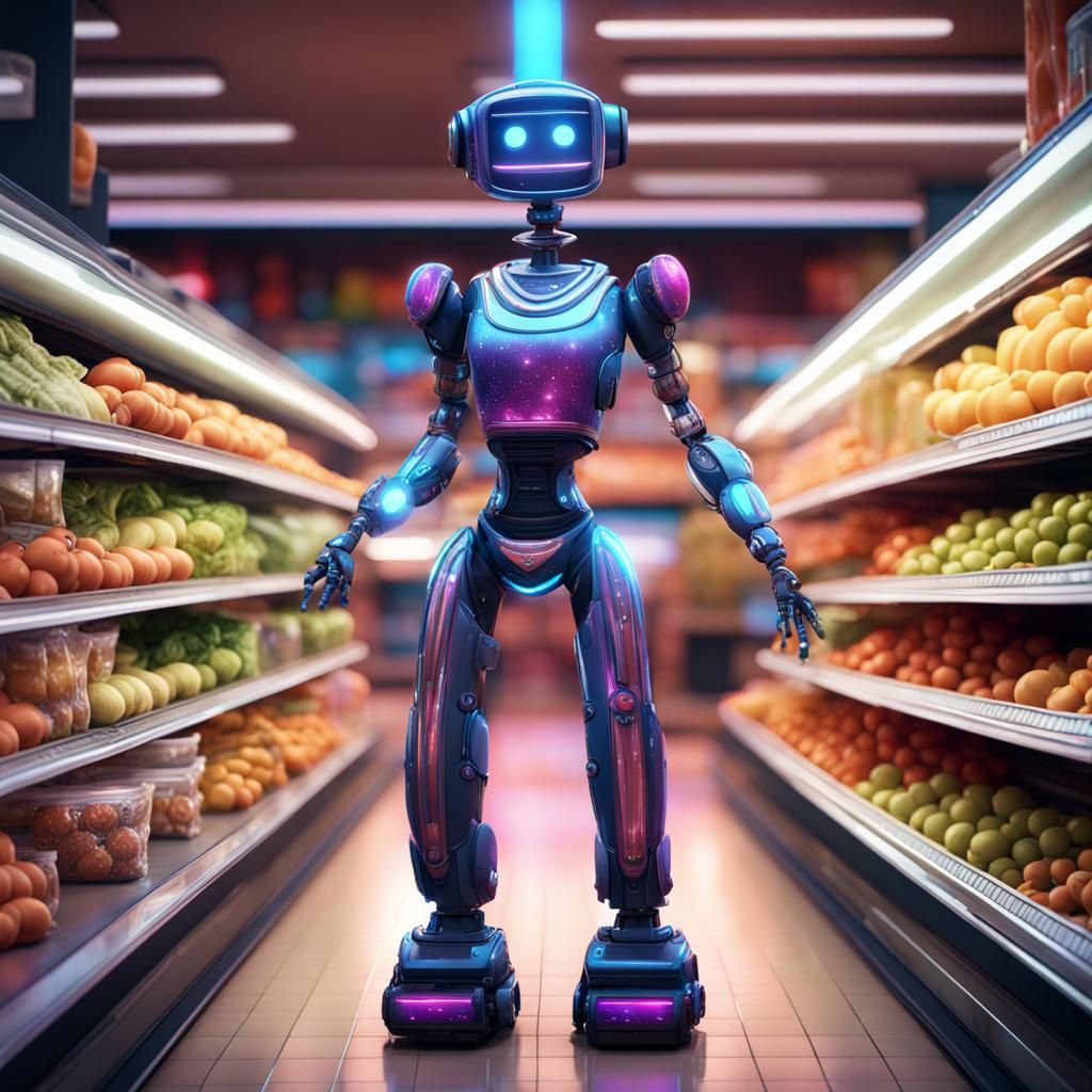 Disco Diva Robot Sings in Grocery Store