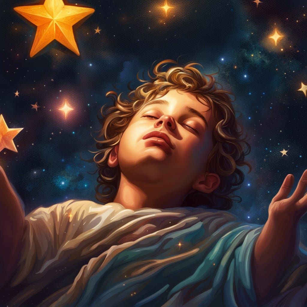 Hyperrealistic Image of Baby Jesus Under Starry Sky