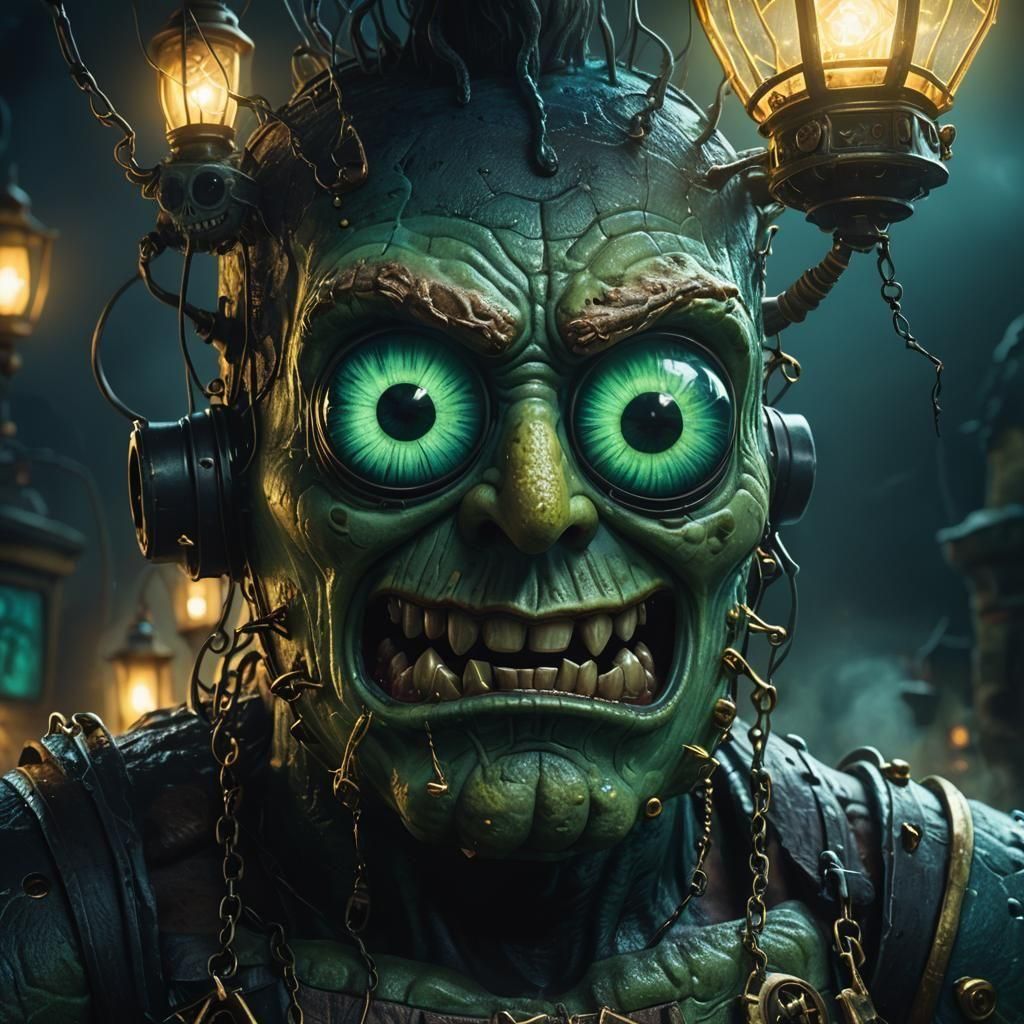 Spooky Spongebob Face: Detailed Matte Painting