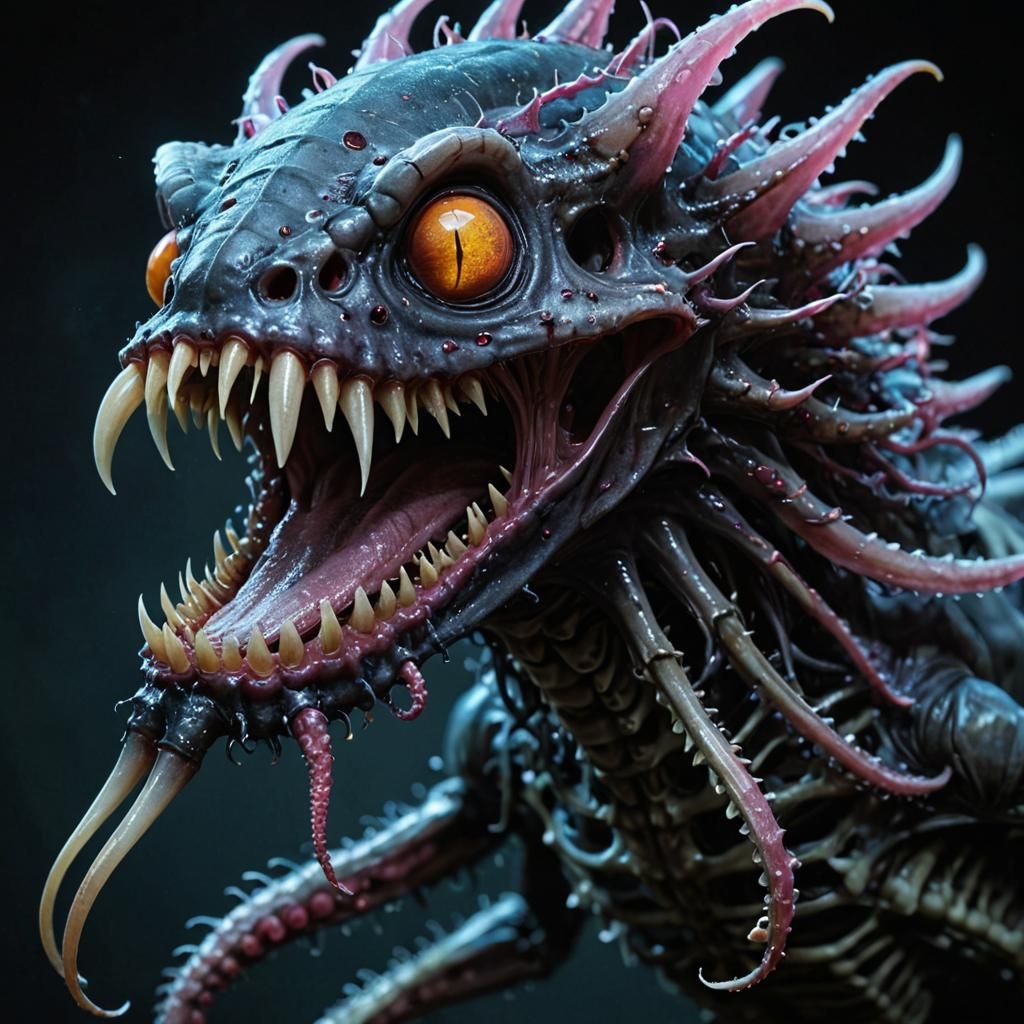 Carnivorous Angler-Flower with Tentacles and Oily Petals