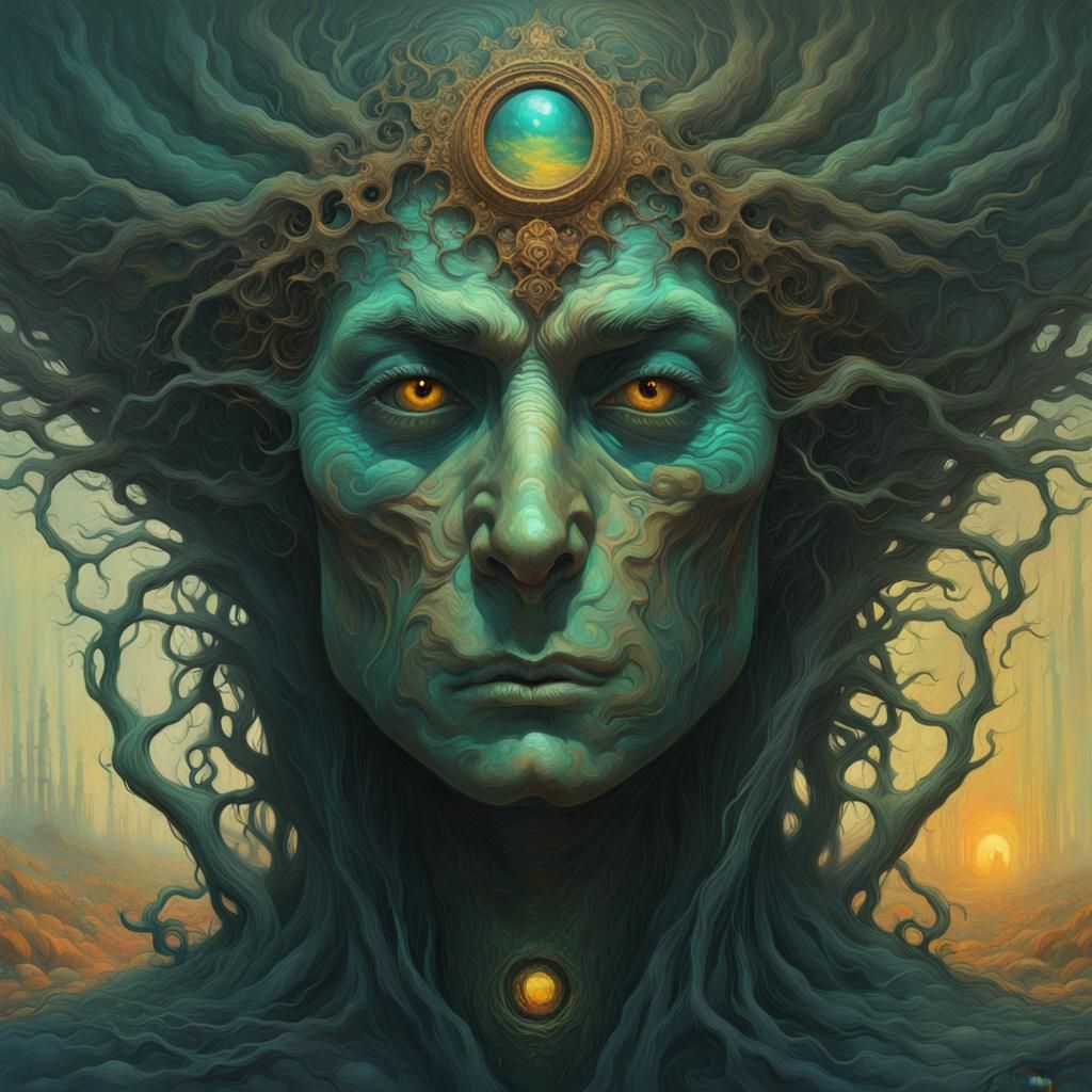 Anxious Soul Reflected in a Surrealist Oil Painting