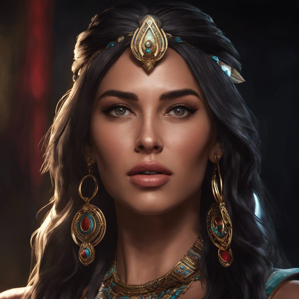 Mayan Queen Yohl Ik'nal Portrait in Comic Book Style