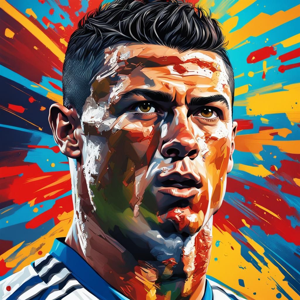 Hyperrealistic Portrait of Ronaldo in Splash Art Style