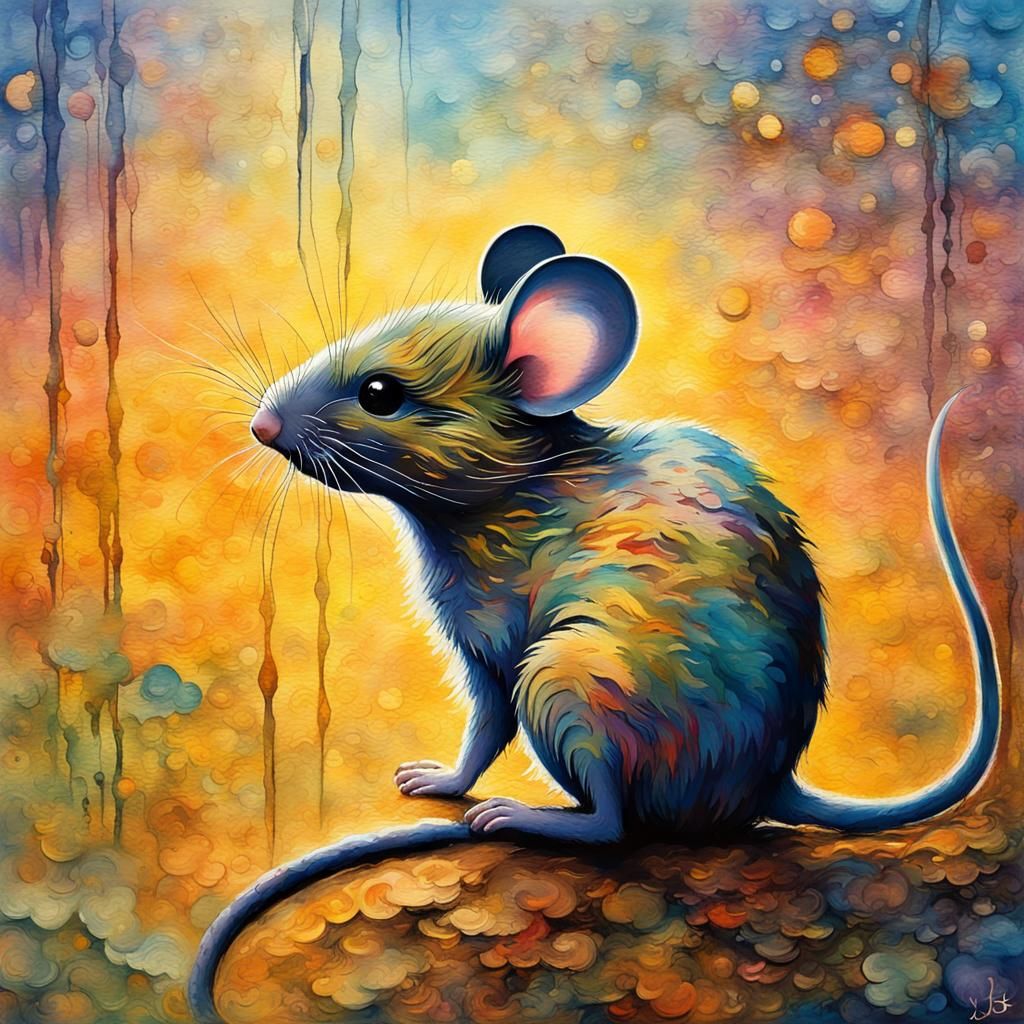 Mouse Silhouette: Golden Hour Fairytale in Watercolour