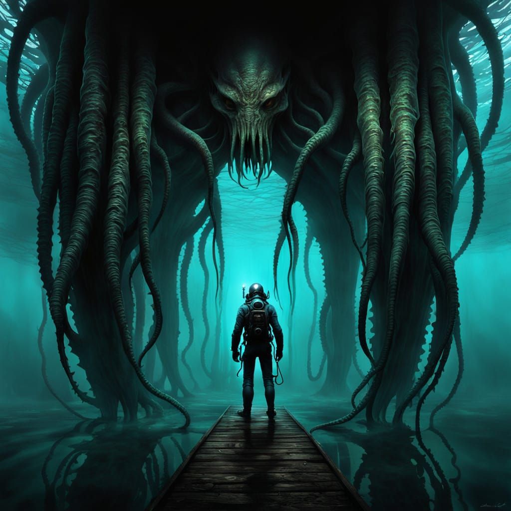 Dark Depths Horror: Gargantuan Monster Pursues Diver