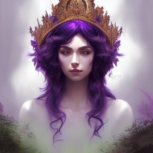 Lady with Purple Crown: Art Nouveau Portrait