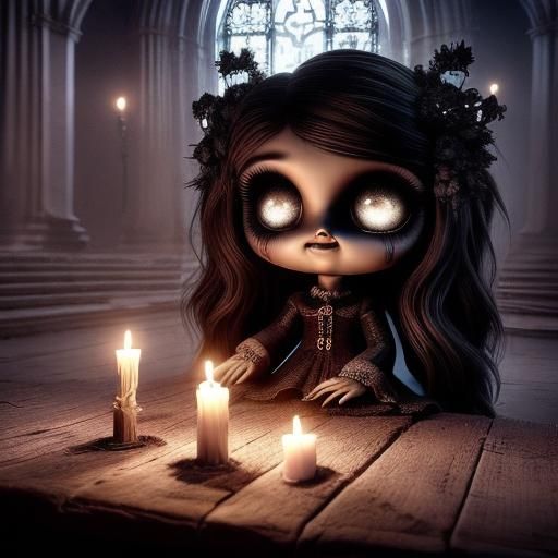 Gothic Ghost Girl in a Cinematic Film Still