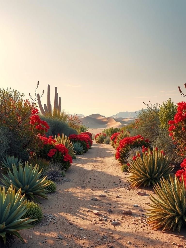 Desert Pathway with Flora: HDR Oil Painting