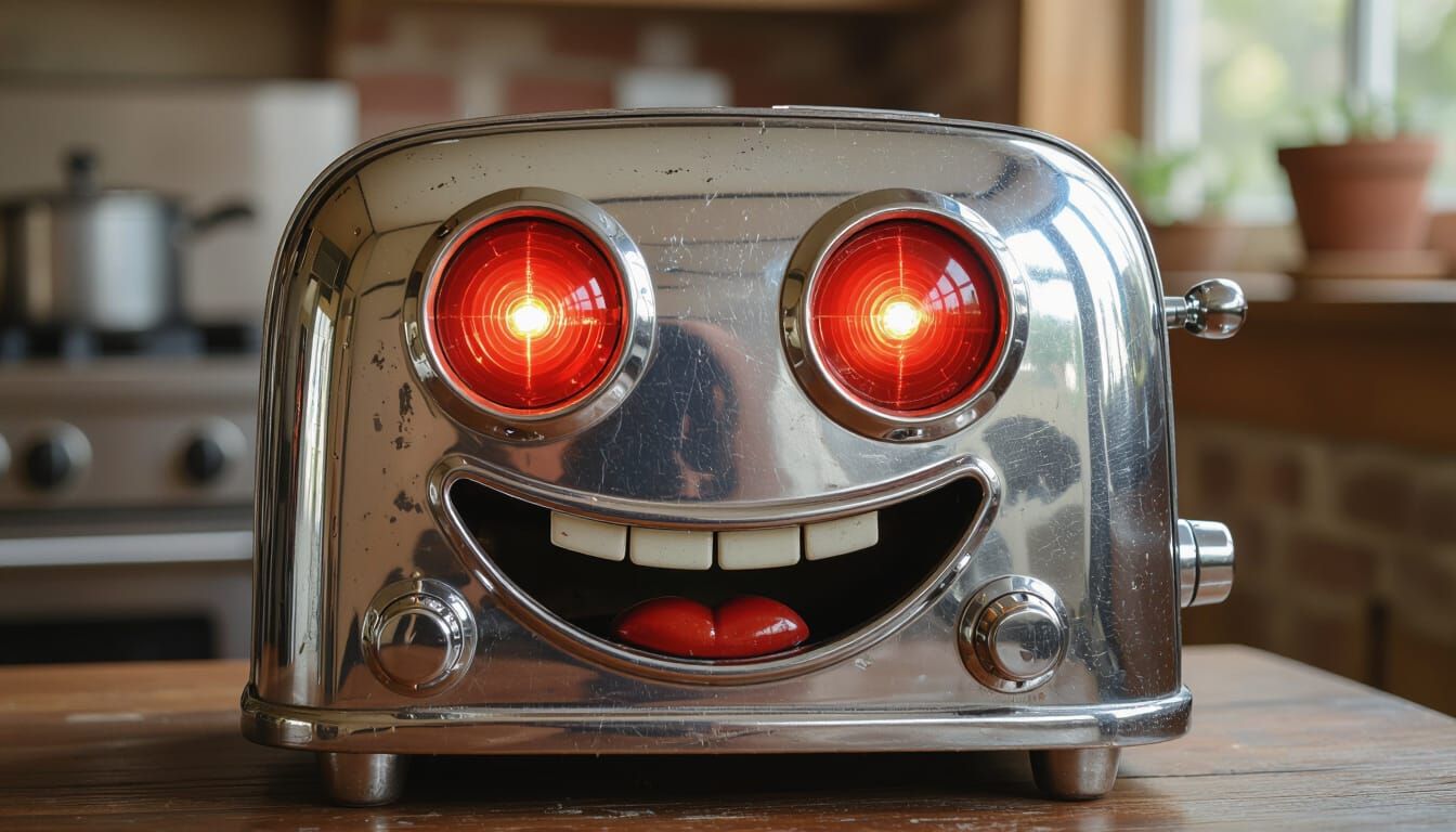 Happy Toaster Car: Vintage Chrome Kitchen Art