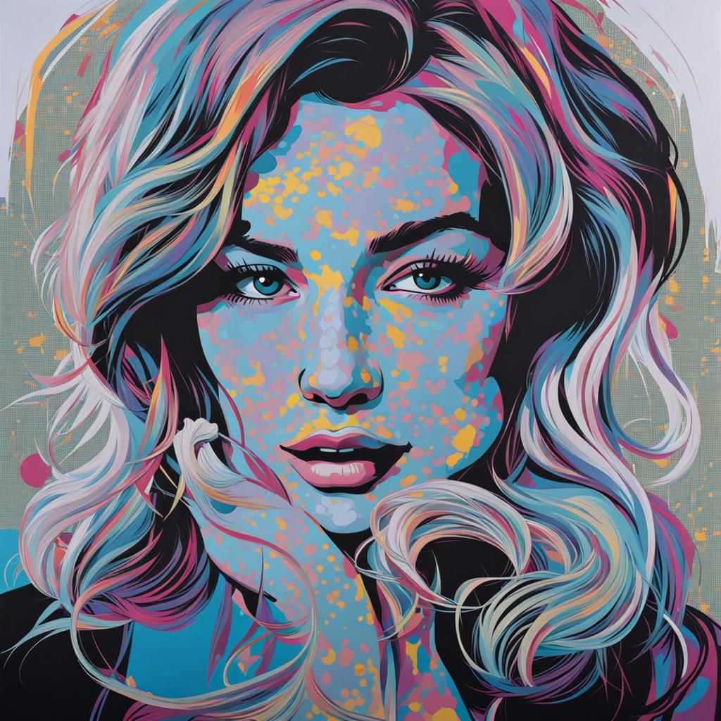 Vibrant Pop Art Portrait in Warhol Style