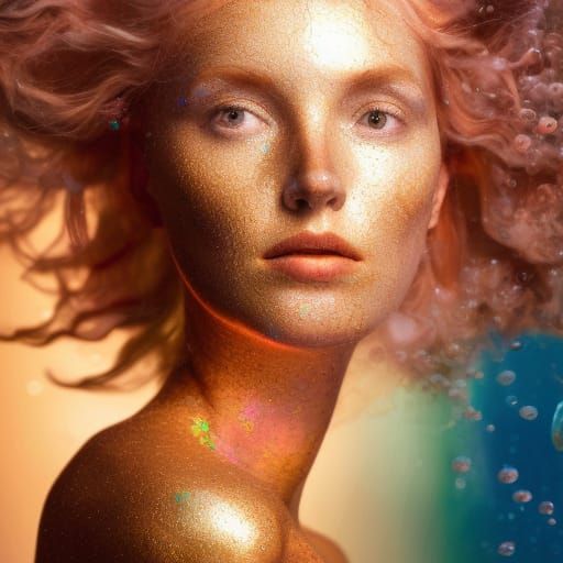 Golden Queen with Iridescent Scales Underwater Portrait
