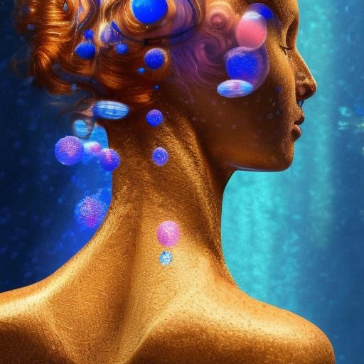 Golden Queen of Atlantis: Hyperrealistic Digital Art
