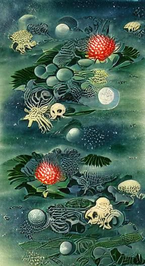 Bioluminescent Fireflies Graveyard as Ernst Haeckel Illustra...