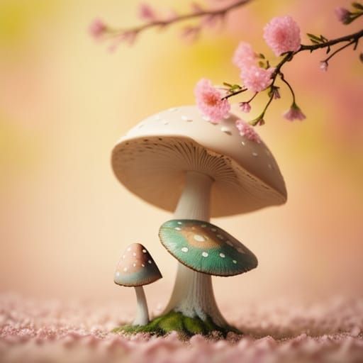 Whimsical Fantasy Mushroom in Colorful Forest