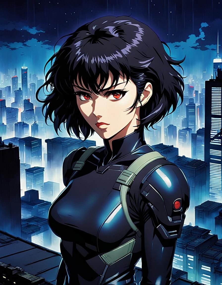 Motoko Kusanagi in 80s Anime Style