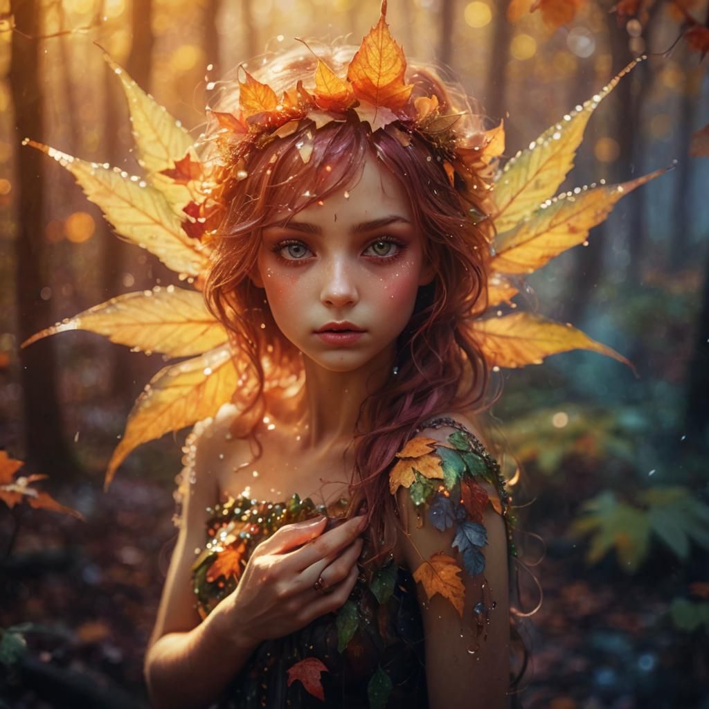 Autumn Fairy in Vibrant Fauvism Landscape