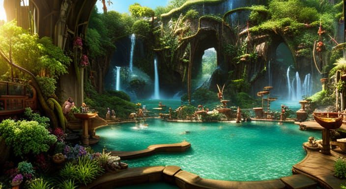 Poolside of Pandora world of Avatar movies. detailed matte painting, deep color, fantastical, intri...