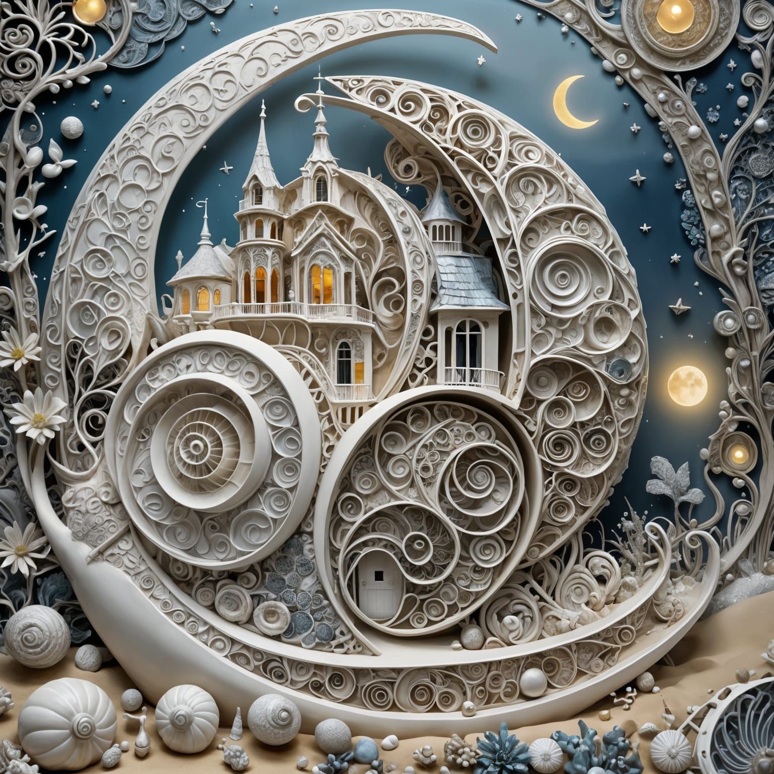 Intricate Snail Shell Carving